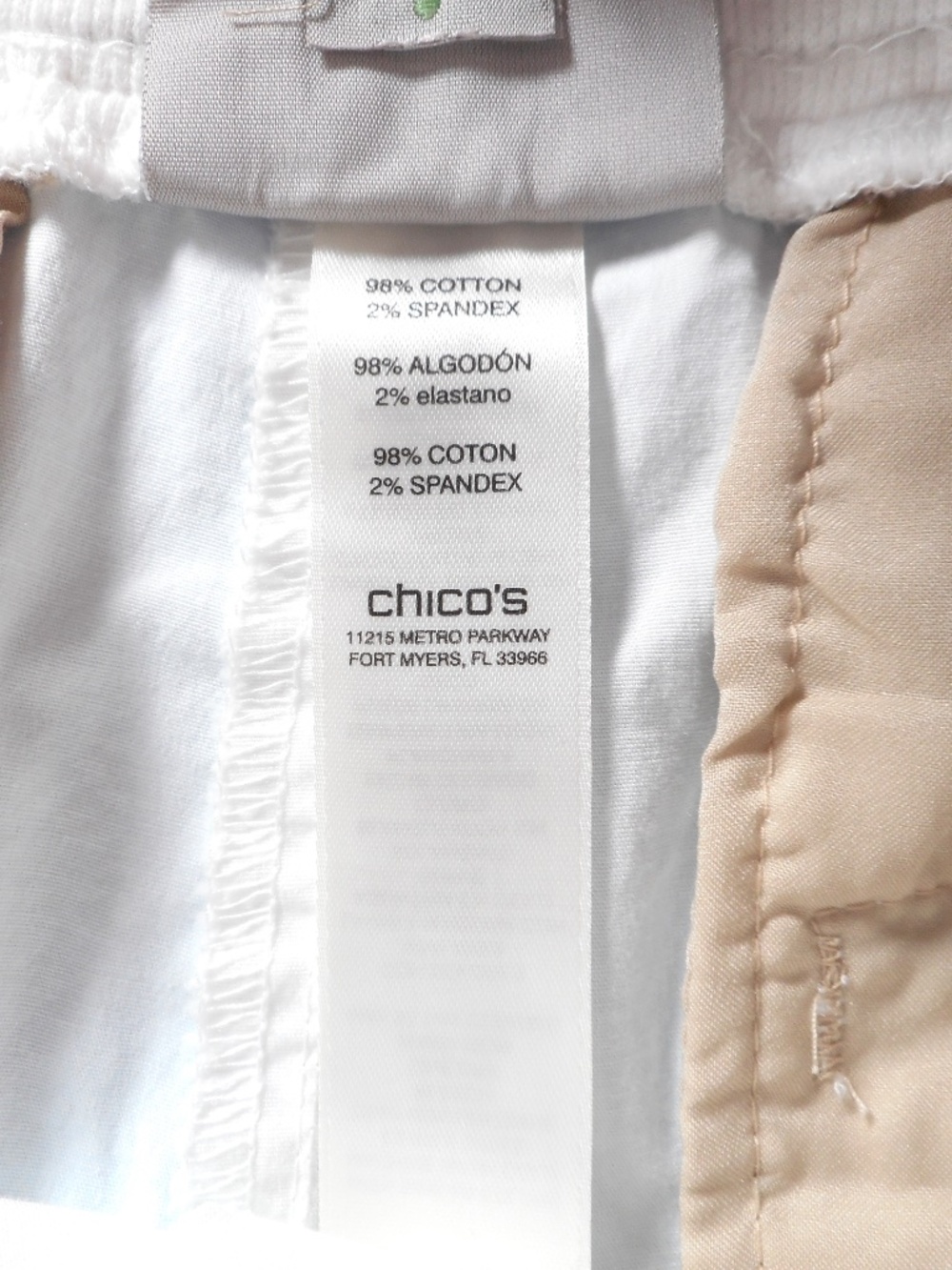 Chicos 1.5 M 10 White Alabaster Cotton Stretch Pant Poplin Cropped Roll-Tab - Picture 9 of 11